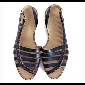 LATIGO Leather Black Braided Miso Sandals sz 7.5